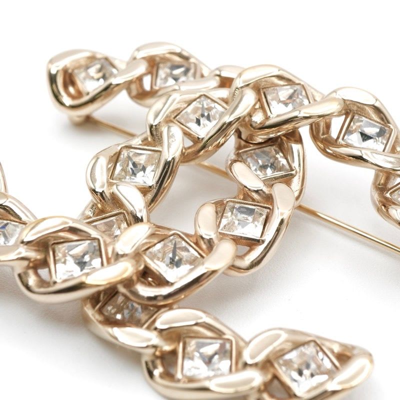 Chanel Brooch Corsage Gold Coco Mark Rhinestone — view 6