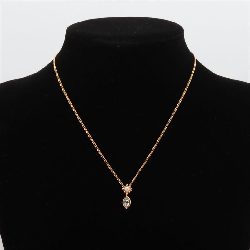 Christian Dior Necklace GP Rhinestone Faux Pearl — view 6