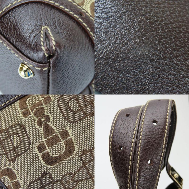 Gucci Handbag Horsebit Canvas Leather Beige Brown Gold Hardware Casual — view 6