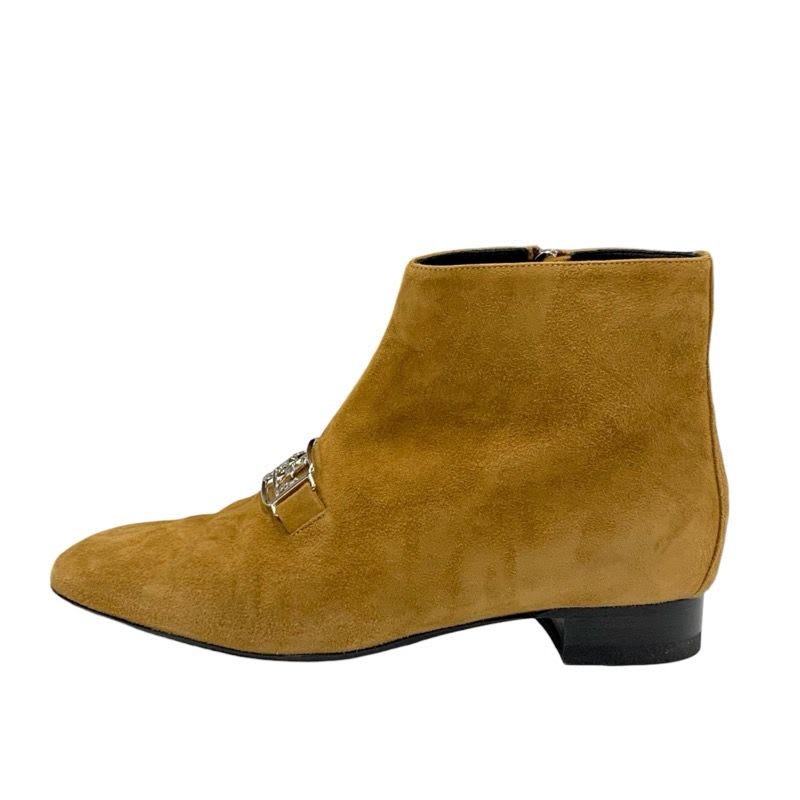 Hermes Boots Short Shoes Suede Brown Silver Hose — view 3