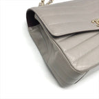 Chanel CC Logo Stitch Shiny Lambskin Turnlock Chain Shoulder Bag Gray — view 5