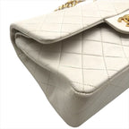 Chanel Lambskin Double Flap Chain Shoulder Bag White — view 5