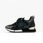 Louis Vuitton Run Away Line Monogram Sneakers Shoes Leather Fabric Suede Black — view 3