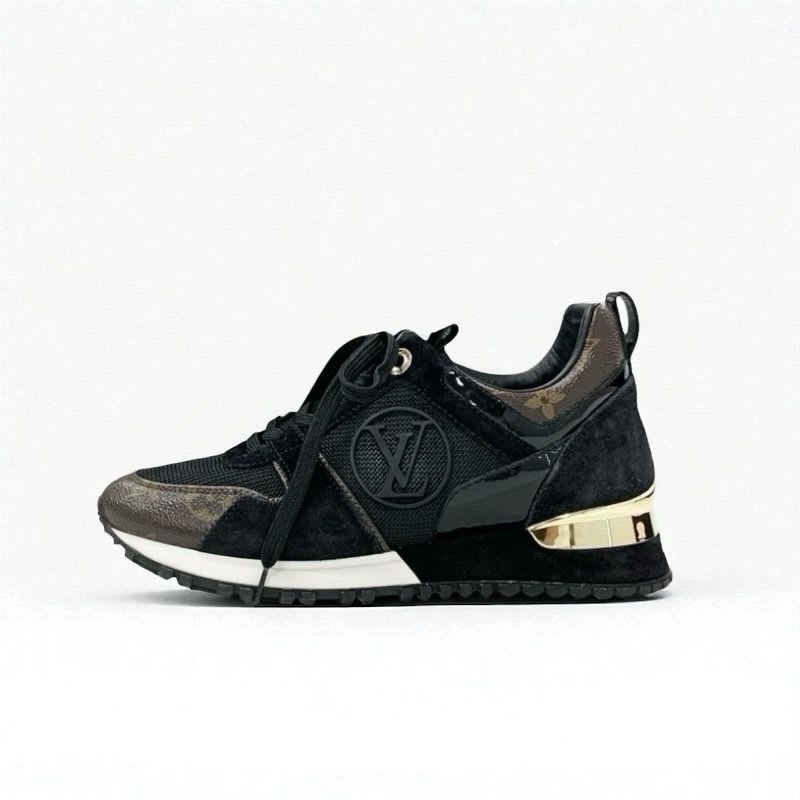Louis Vuitton Run Away Line Monogram Sneakers Shoes Leather Fabric Suede Black — view 3