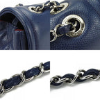 Chanel Shoulder Bag Quilted Caviar Leather Navy Silver Hardware Decacoco W Chain — view 6