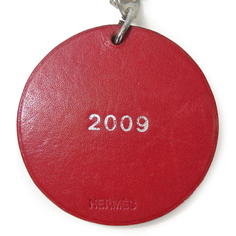 Hermes Bag Charm Animal Cow Leather Silver 925 Red Small 2009 Accessories — view 3