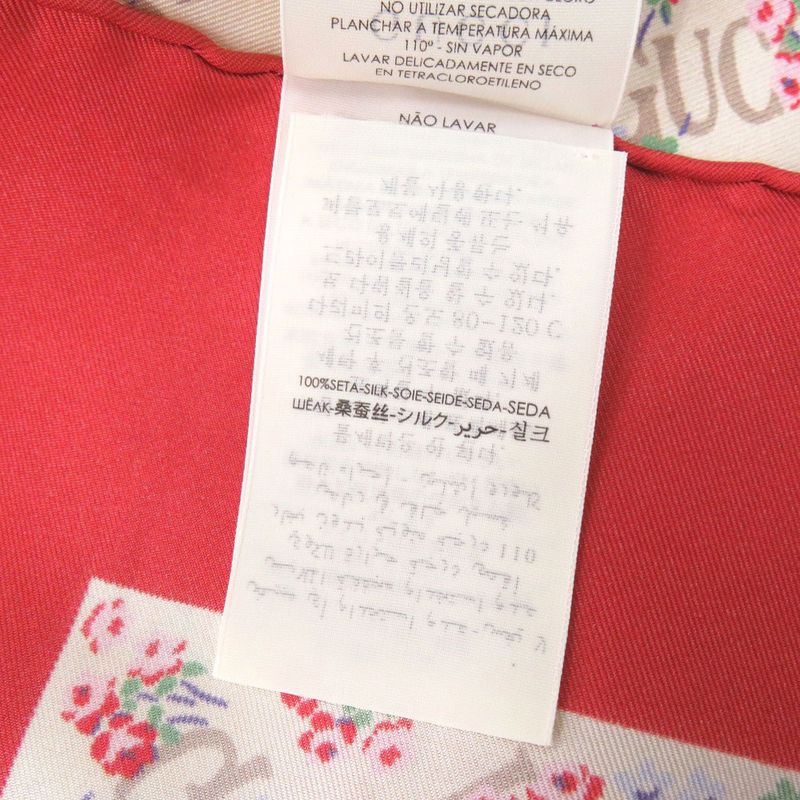 Gucci Liberty Flower Print Silk Beige Red Scarf 1126 — view 6