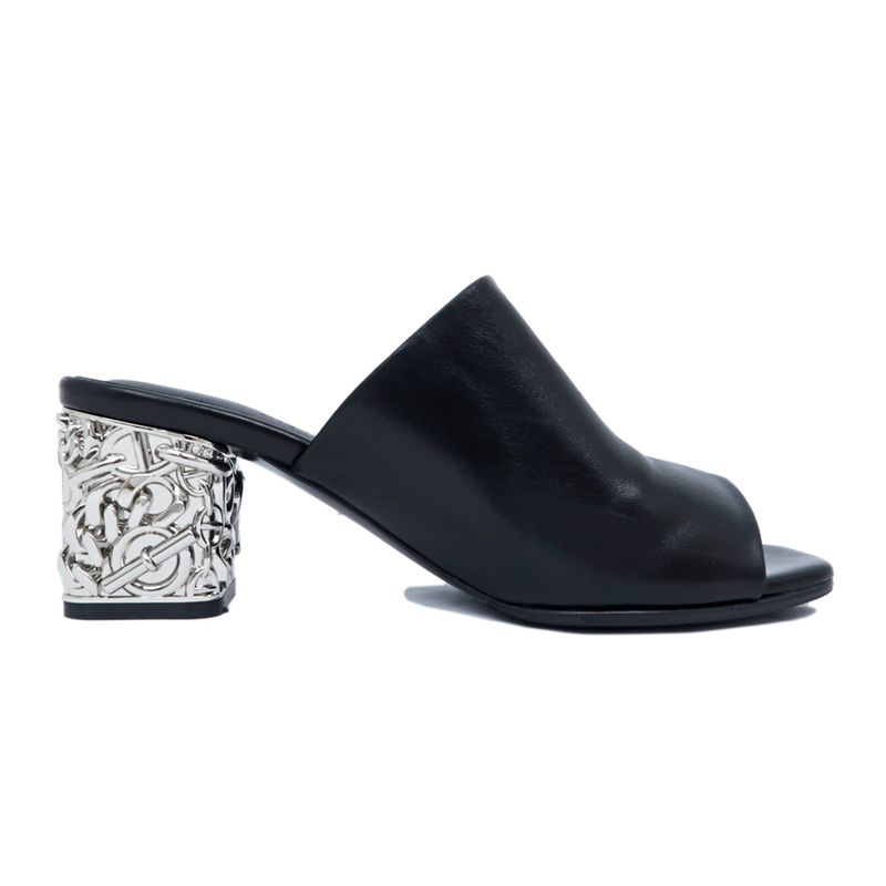 Hermes Sandals Glossy 60 BK Black Silver Size 38 Chaine D'ancre — view 2