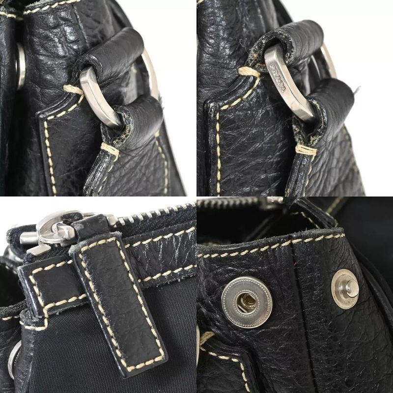 Prada Shoulder Bag Diagonal Black Leather 35 Bs145 — view 8