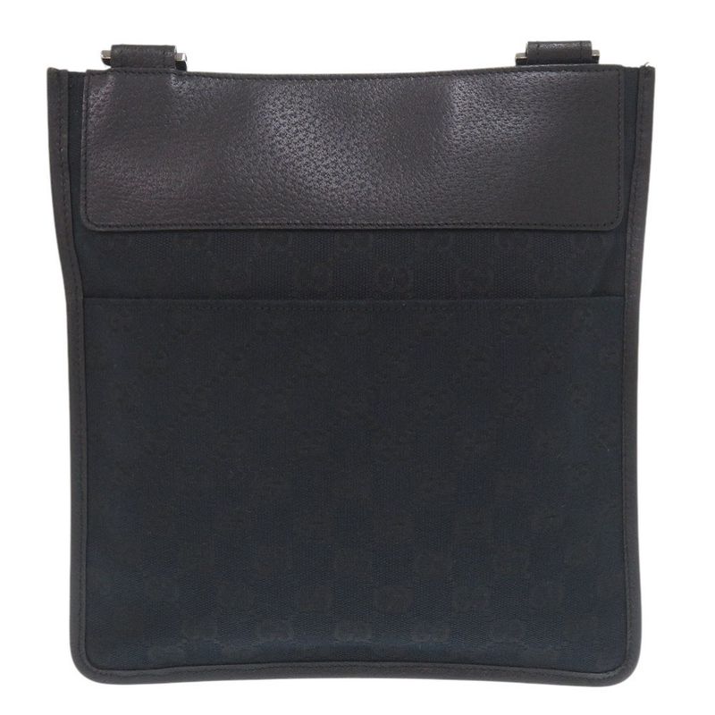 Gucci 27639 GG Canvas Leather Black Shoulder Bag 1047 — view 2