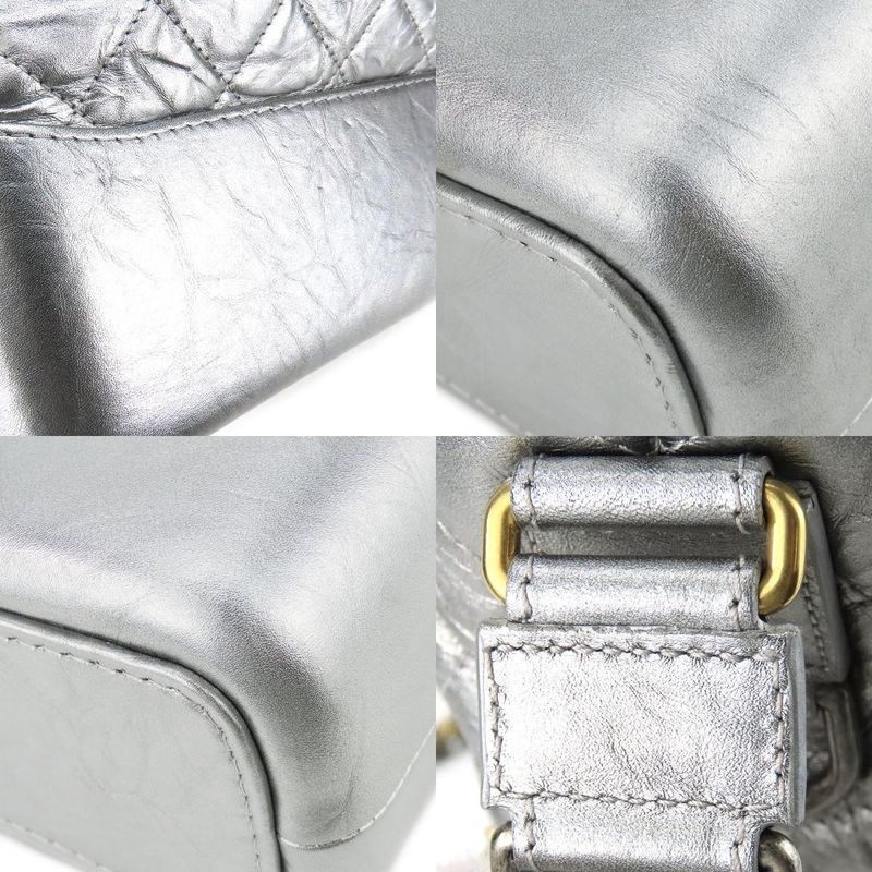 Chanel Shoulder Bag Gabrielle Chain Large Hobo Leather Silver Metallic — view 5