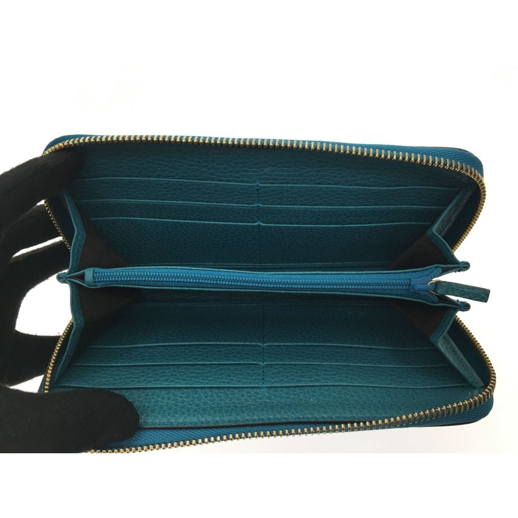 Gucci Outlet Round Zip Long Wallet Interlocking G Blue Green — view 4