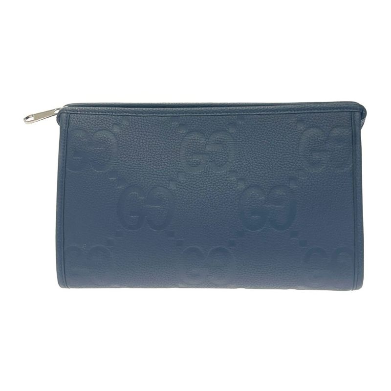 Gucci 739490-2067 Leather Jumbo GG Silver Hardware Second Bag Blue — view 2