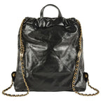 Chanel 22 Quilted Backpack Leather Black Knapsack Chain — view 3