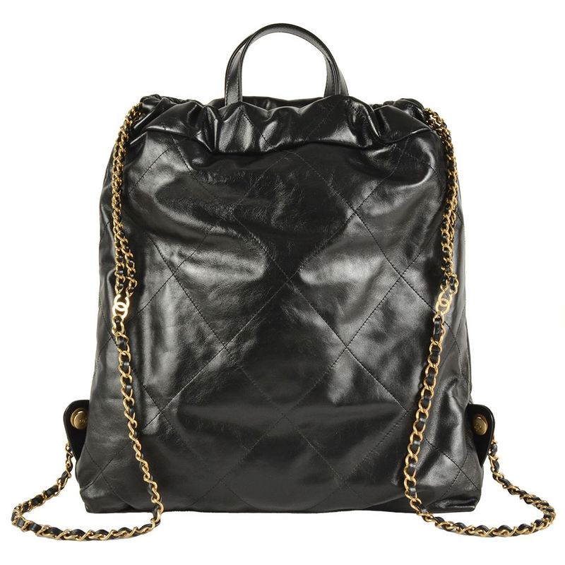 Chanel 22 Quilted Backpack Leather Black Knapsack Chain — view 3