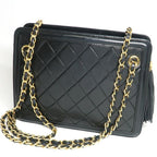 Chanel Chain Bag Black Quilted Fringe Shoulder Vintage Card — view 4