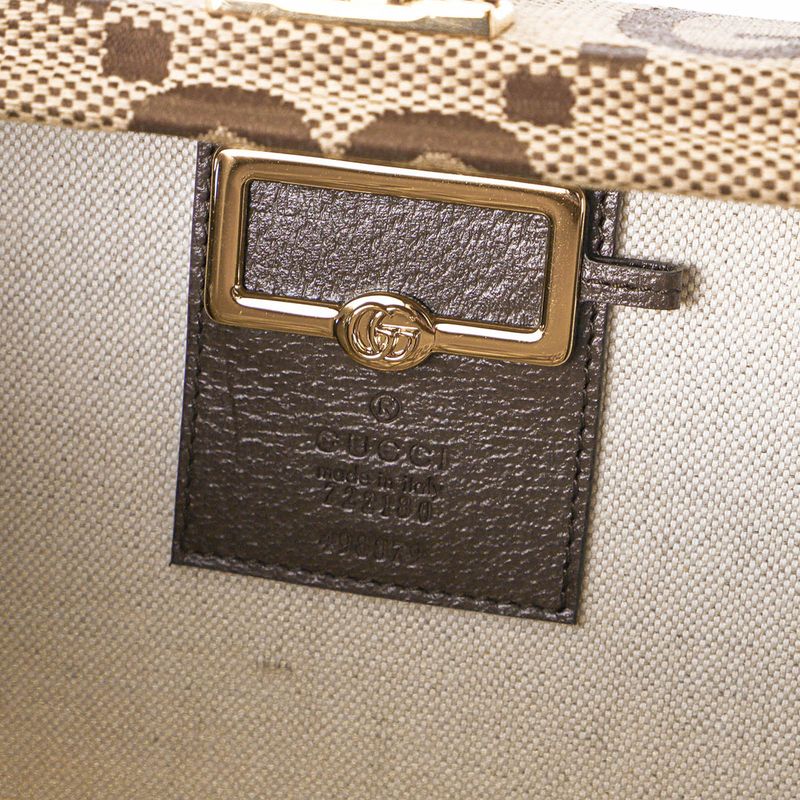 Gucci Shoulder Bag Jumbo GG Canvas Camel Ebony — view 9