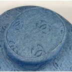 Chanel CC Denim Hat Wide Brim Bucket Cap 58 Blue Vintage — view 3