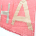 Chanel Shawl Cashmere Silk 120 200 cm Pink Logo Coco Mark — view 5