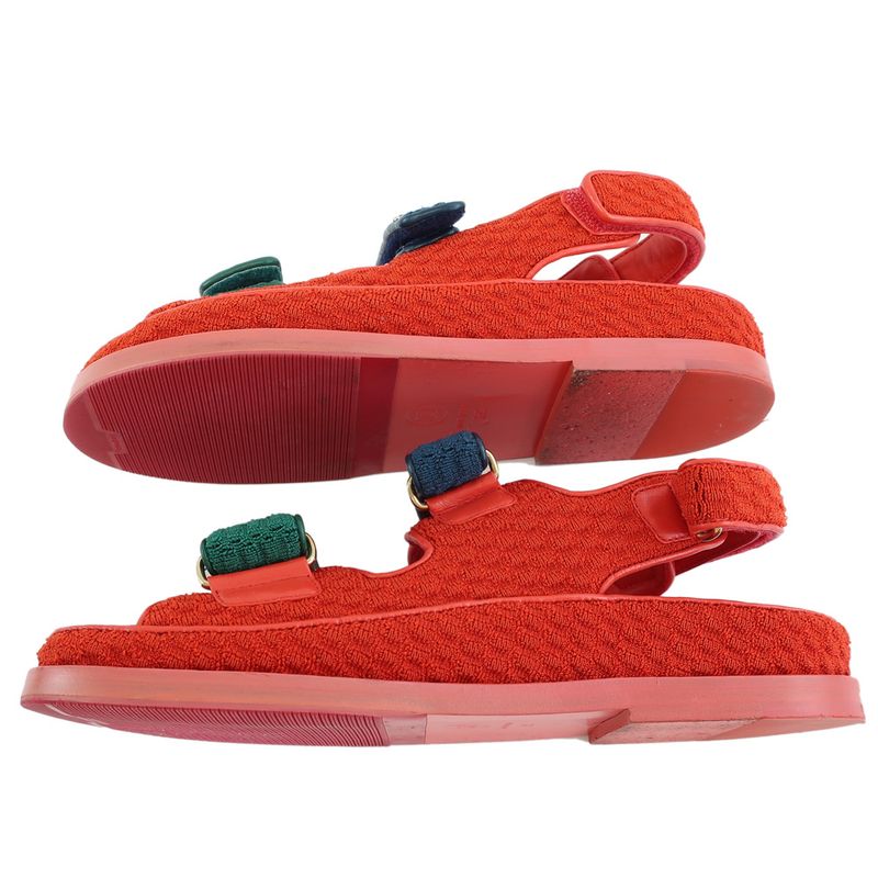 Chanel Sports Sandals Red Multicolor 36 Leather CC — view 7