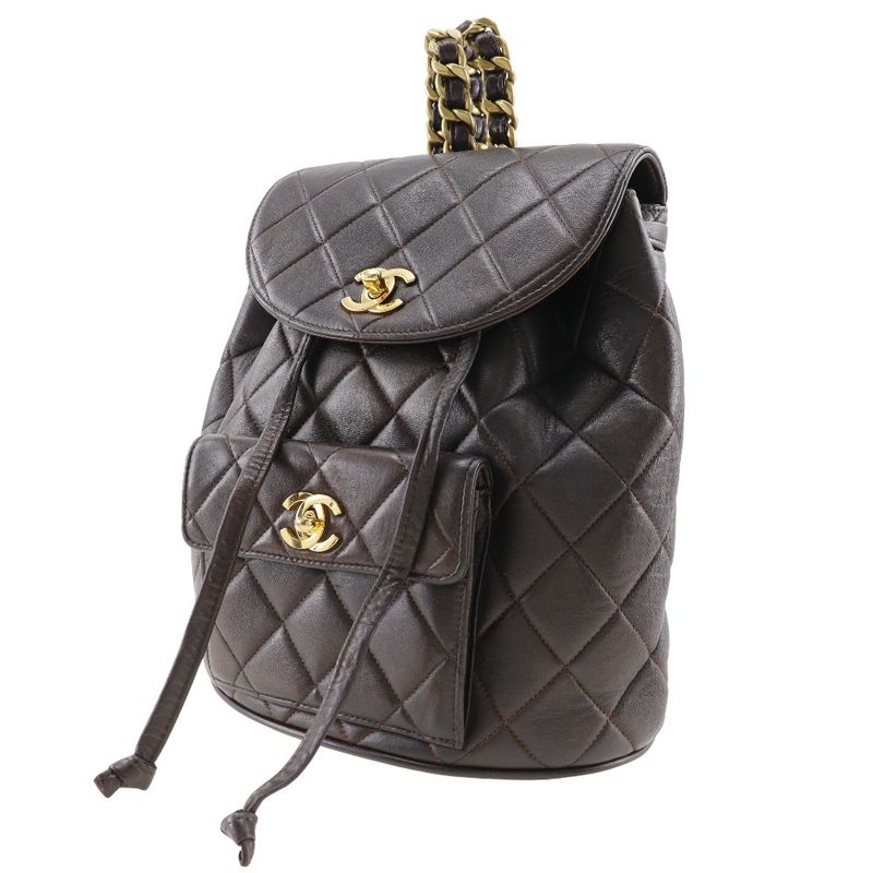 Chanel Quilted Vintage Lambskin Brown Backpack Daypack — view 2