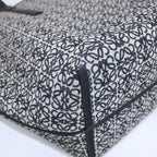 Loewe Leather Canvas Navy Black Tote Bag Silver B533 Z73 X08 — view 7