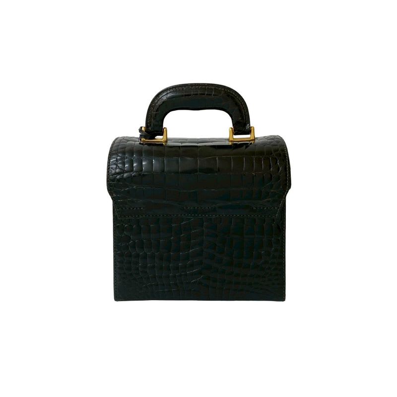 Gucci Vintage Ladylock Croco Leather Handbag Vanity Bag
