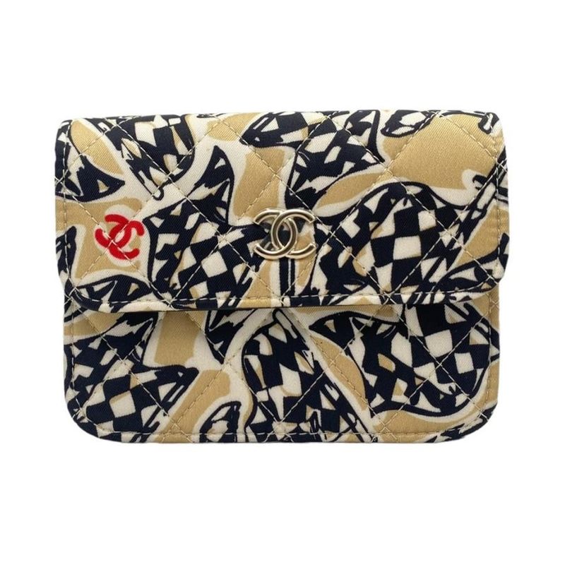 Chanel Mini Chain Shoulder Year End Checkered Flag Black Beige — view 2