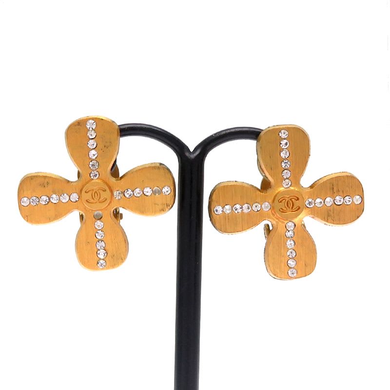 Chanel Camellia Wood and Crystal Earrings — view 3