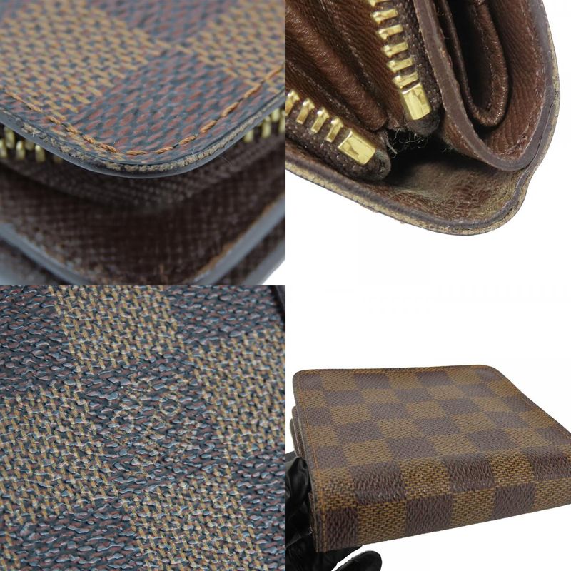 Louis Vuitton Bifold Wallet Compact Zip Damier Ebene Brown Gold Hardware — view 5