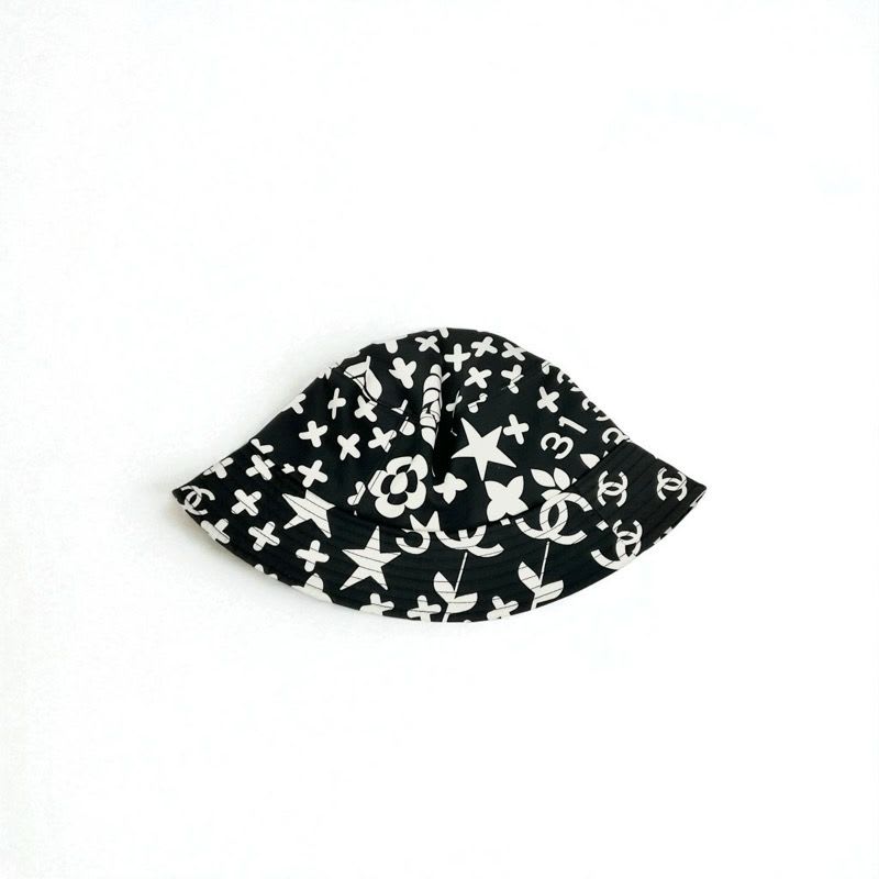 Chanel Hat Cotton Black White Bucket Coco Mark Logo — view 3