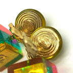 Chanel CC Logo Cube Swing Hologram Vintage Earrings 97 Engraved — view 4