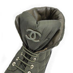 Chanel Coco Mark Nylon Leather Shorts Khaki Black 36 1 2 — view 7