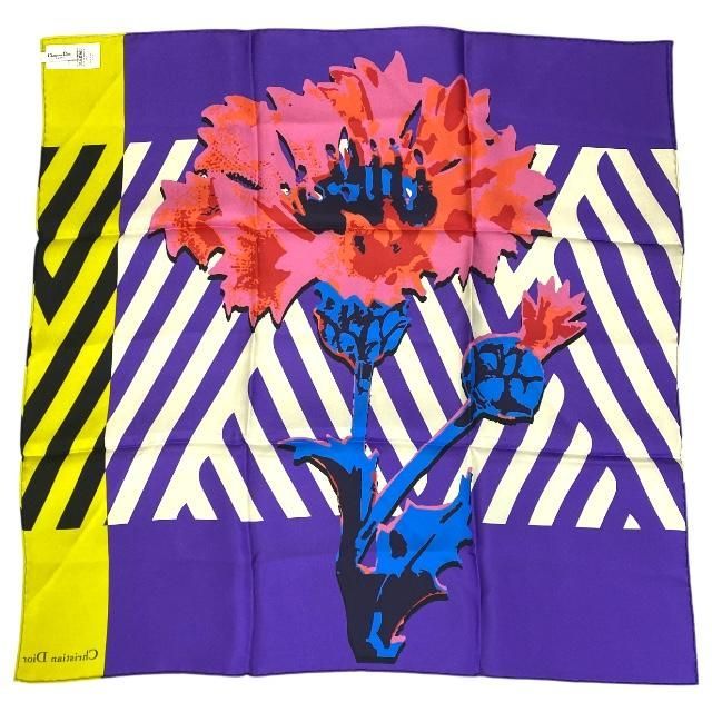 Christian Dior Small Accessories Scarf Large Size D-flower Pop Flower Logo Silk — view 6