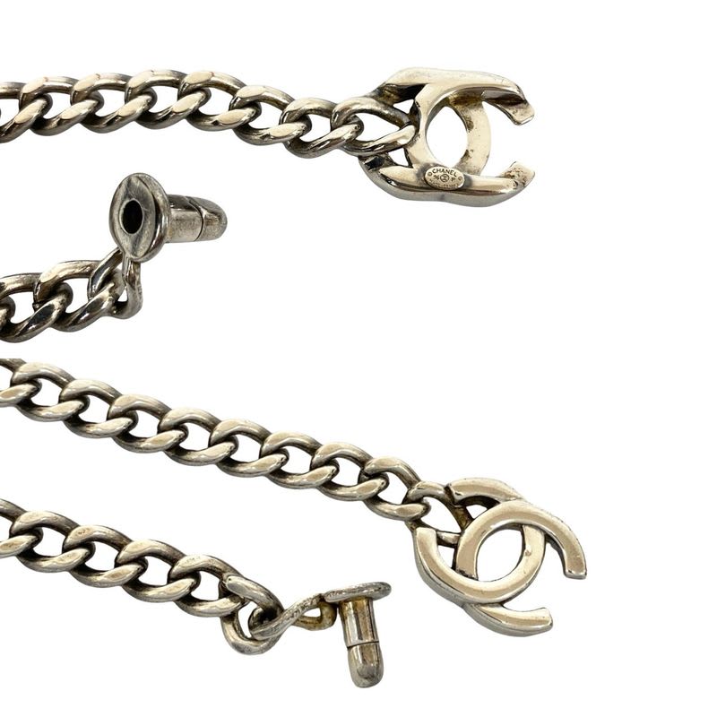 Chanel Turnlock Bracelet Coco Mark Silver Plated Chain 96P — view 3
