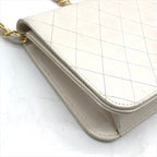 Chanel Quilted Lambskin CC Logo Push Lock Chain Shoulder Bag White — view 5