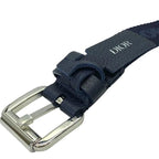 Dior Belt Logo Jacquard Small Item Canvas Leather Navy Silver Hardware — view 3