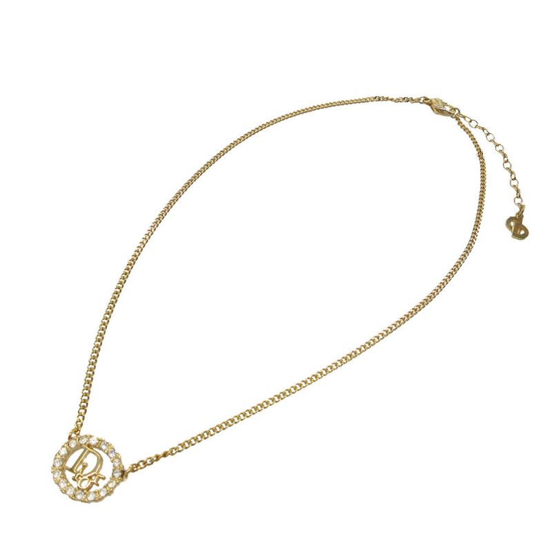 Christian Dior Vintage Logo Oval Necklace Metal Gold 0290 — view 3