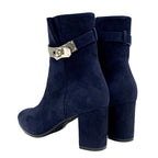 Hermes Saint Germain Boots Short Shoes Kelly Hardware Suede Navy — view 4