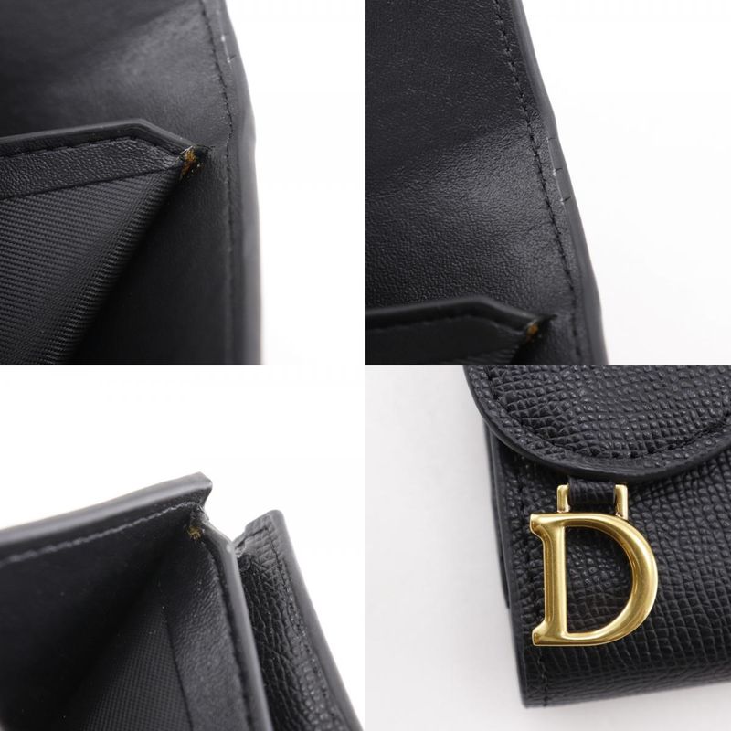 Dior Compact Wallet Calf Black Trifold — view 9