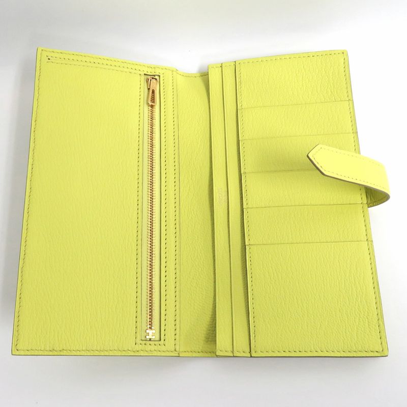 Hermes Bearn Souffle Chevre Yellow Series Pink Gold Hardware R Stamp — view 5