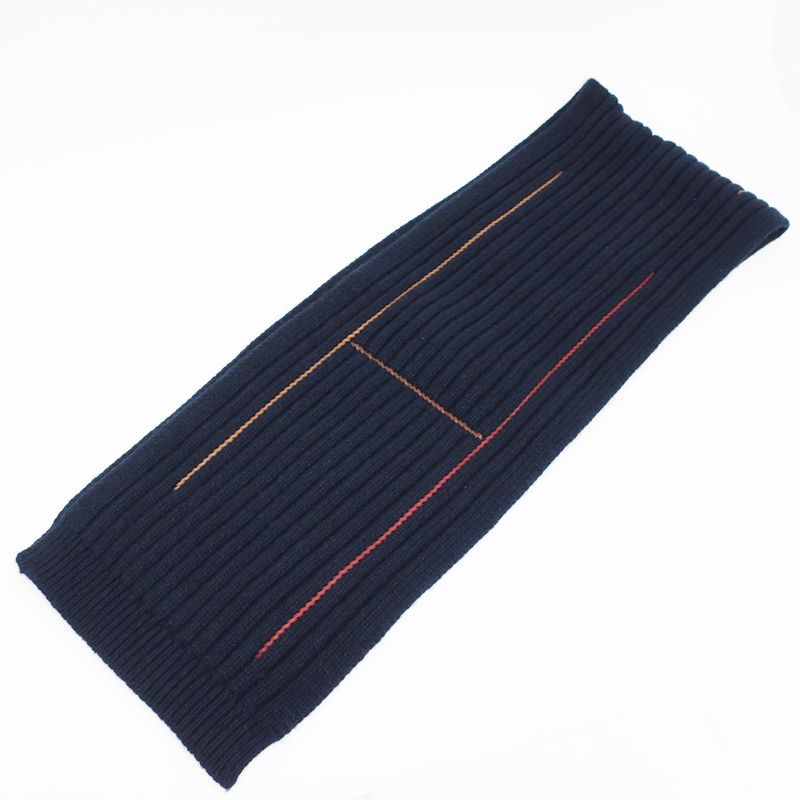 Hermes Muffler-h Torsade Cuir Navy-style Cashmere Silk Clothing Scarf — view 4