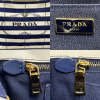Prada Canapa B2642 B Navy Ivory Tote Canvas — view 6