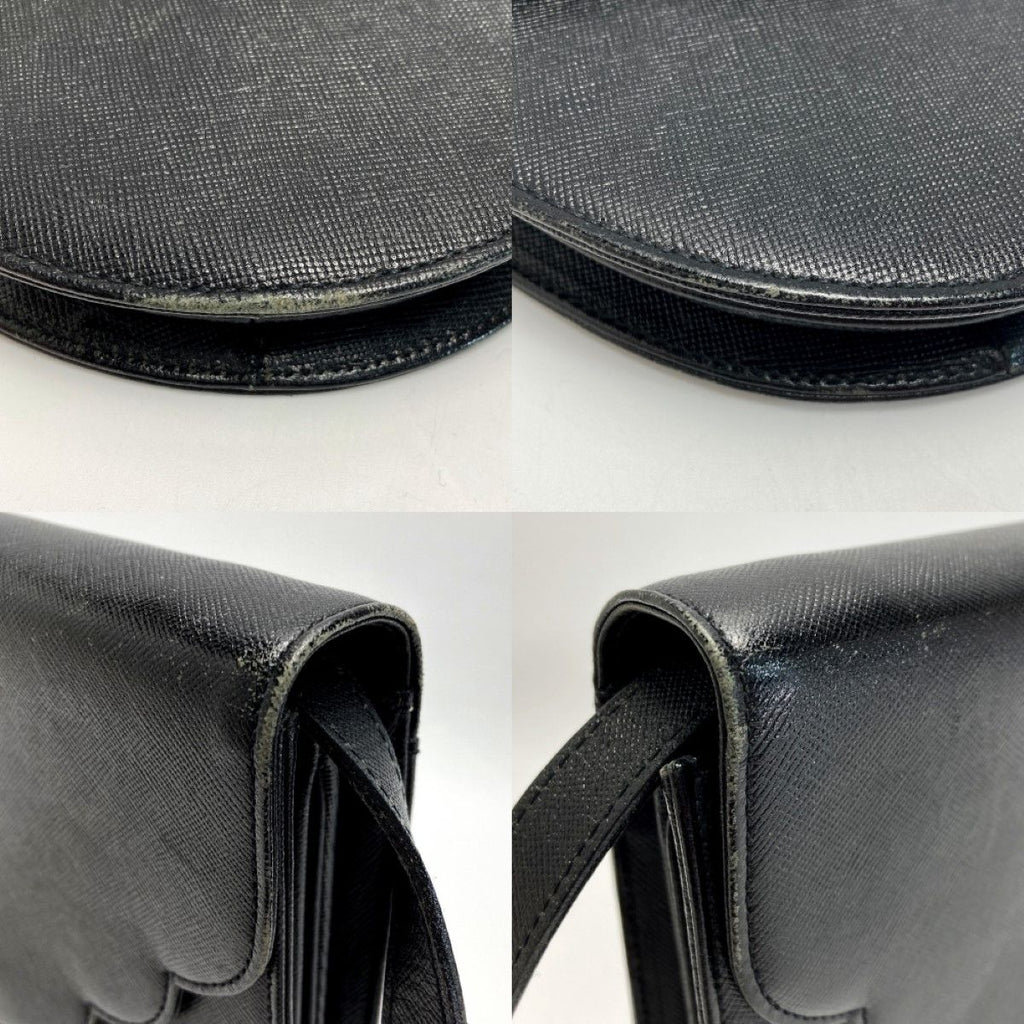 Yves Saint Laurent Logo Shoulder Bag Black Leather Vintage — view 6