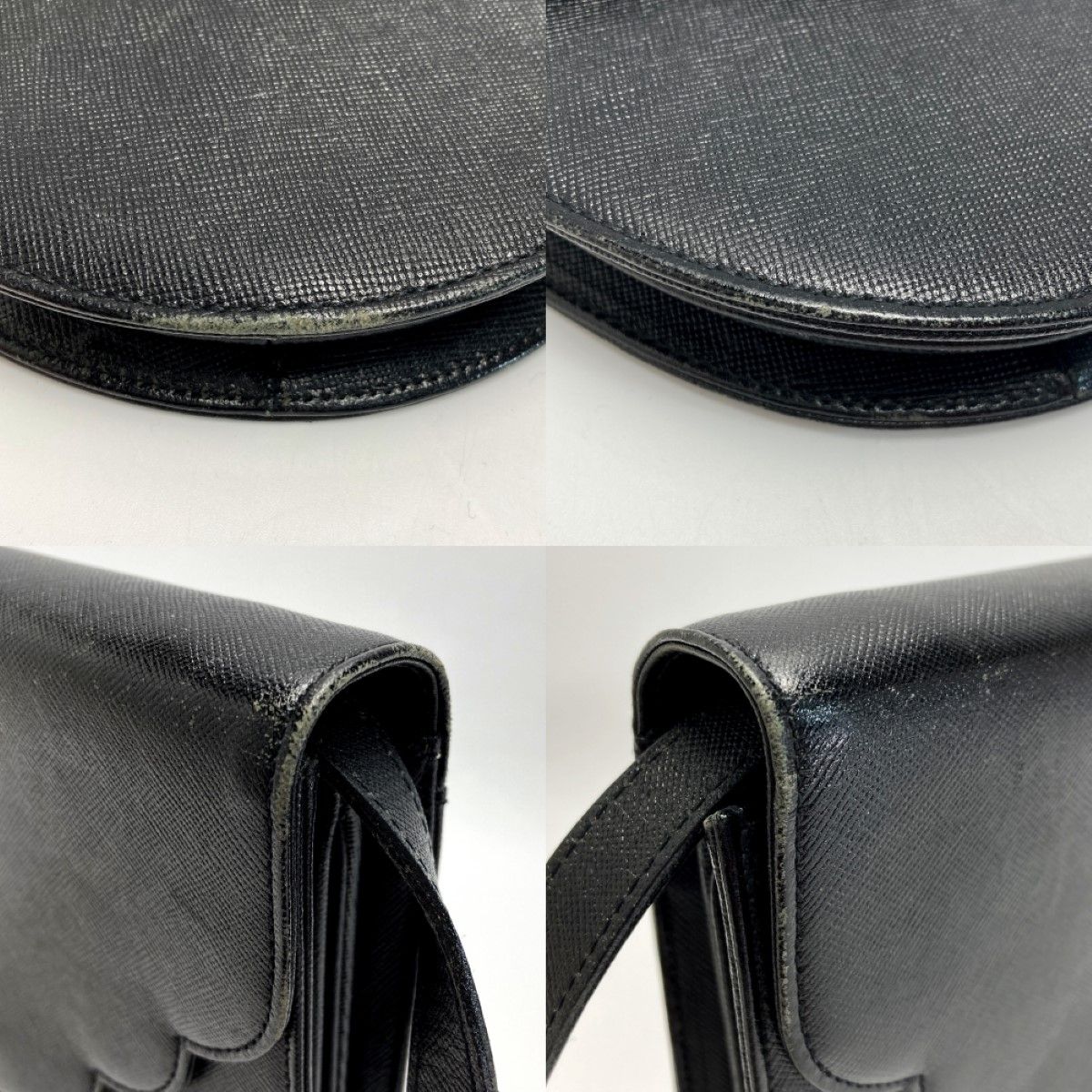 Yves Saint Laurent Logo Shoulder Bag Black Leather Vintage — view 6