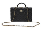 Chanel CC Logo Quilted Chain Shoulder Handbag Lambskin Black