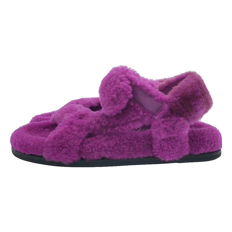 Fendi Sheep Fur Shearling Sandal Zucca 35 1 2 Purple — view 2