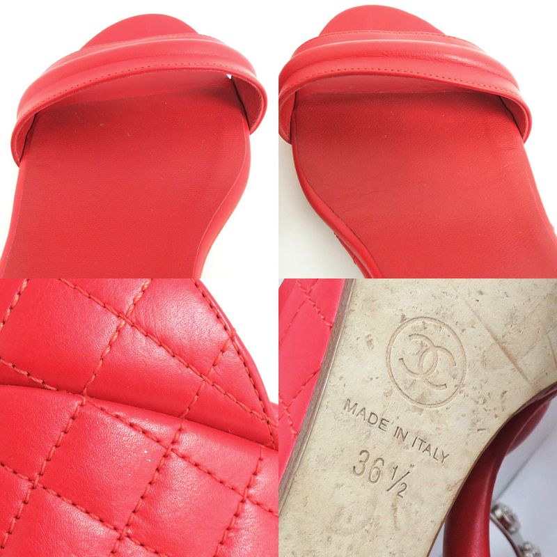 Chanel Sandals Wedge Sole Quilted Metal Strap 36 Half — view 9