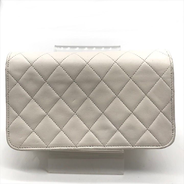 Chanel CC Logo Mini Quilted Lambskin Push Lock Chain Shoulder Bag White — view 2
