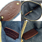 Celine Coin Case Macadam Denim Leather Blue Brown Gold Hardware Key Ring Small — view 8
